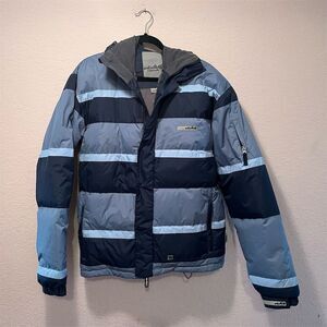 Planet Earth Unisex Blue Puffer Jacket M Winter Casual Mid-Length